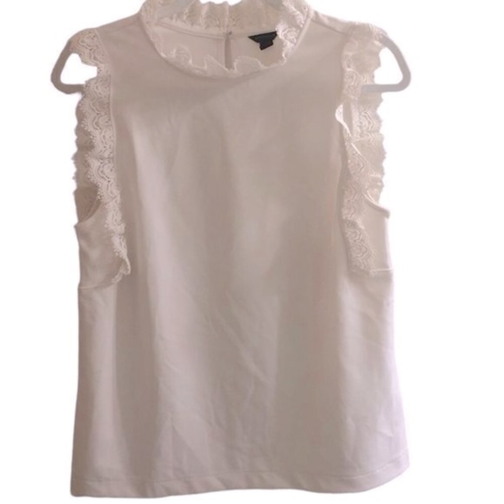 Anne Klein Sleeveless‎ Flowy Lace Trim Blouse Size XS